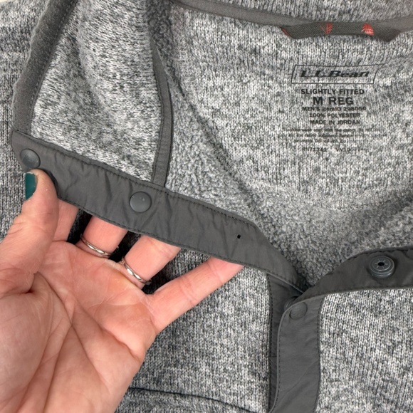 L.L.Bean Sweater Fleece Pullover Heather Grey Men's Slightly Fitted Medium - Picture 4 of 7